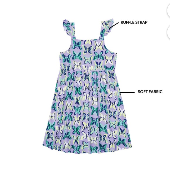 Member’s Mark Knit Butterfly Print Dress - Purple & Green SIZE 3T - Picture 7 of 7